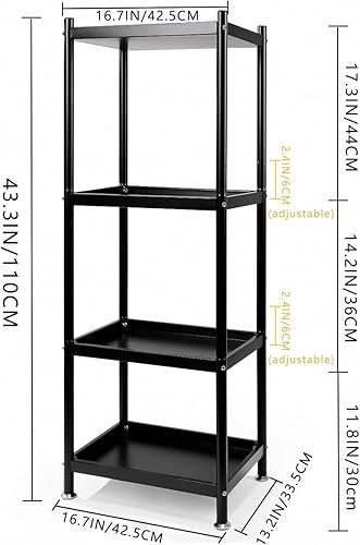 Miniatura 3 de MAGCOLOR Metal Shelving Unit 4 Tier Baked Zinc Stainless Steel Storage Shelves Rack for Kitchen,Laundry Room, Garage or Office Shelving Heavy Duty