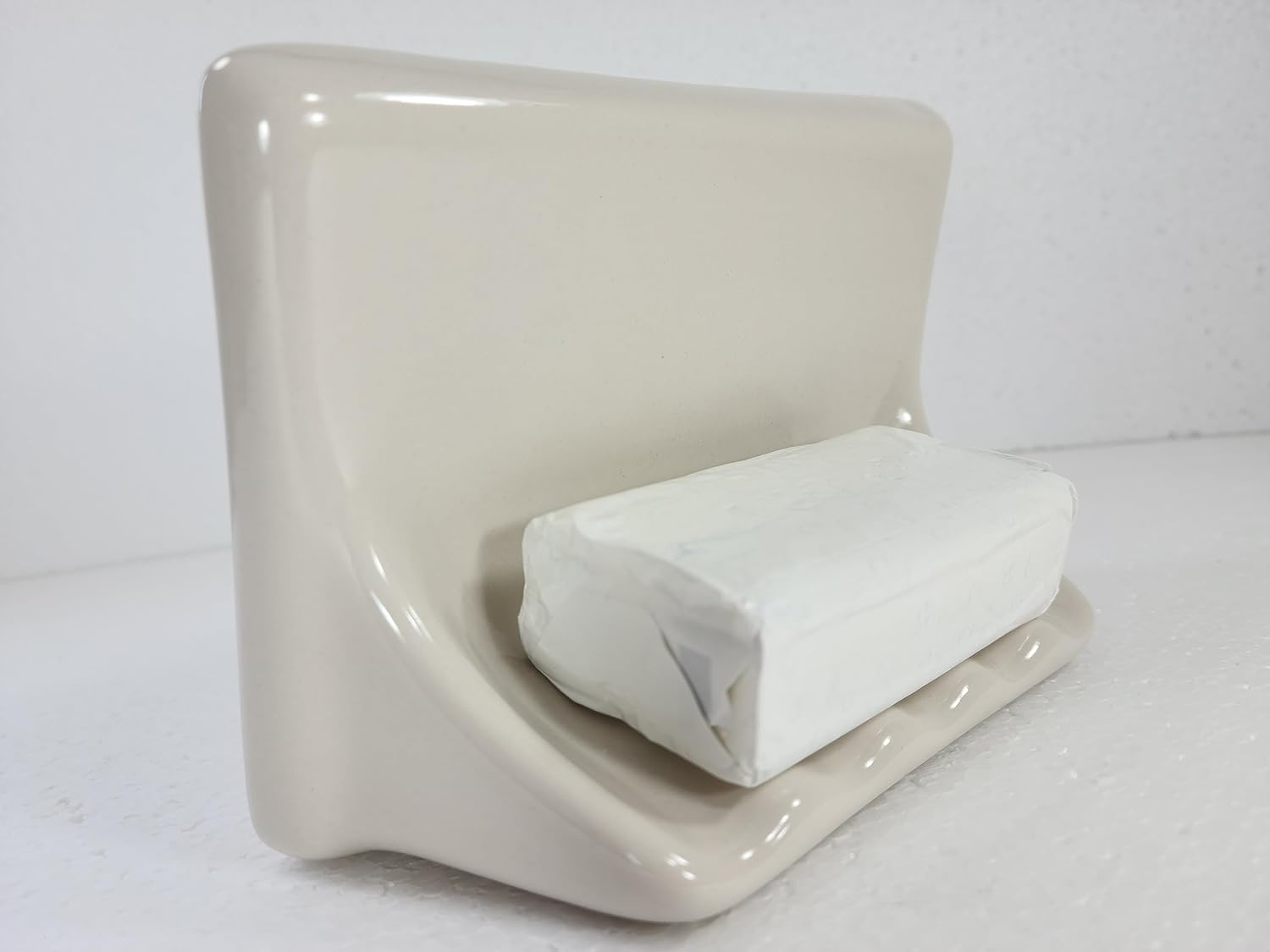 Beige Bone Almond Ceramic Soap Dish Shower Tray Tile in