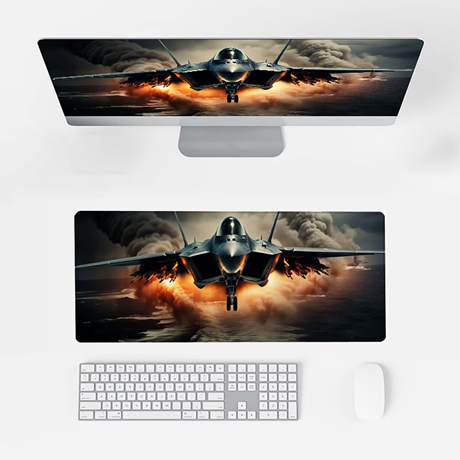 Mouse Pad, Tappetino Mouse xxl, Tappetino Scrivania, Accessori Scrivania, Tappetino Gaming, Mousepad, Sottomano Scrivania, Accessori Gaming, Tappeto Mouse (Aereo) (1000x500x3mm) (Nero) Q-9-P