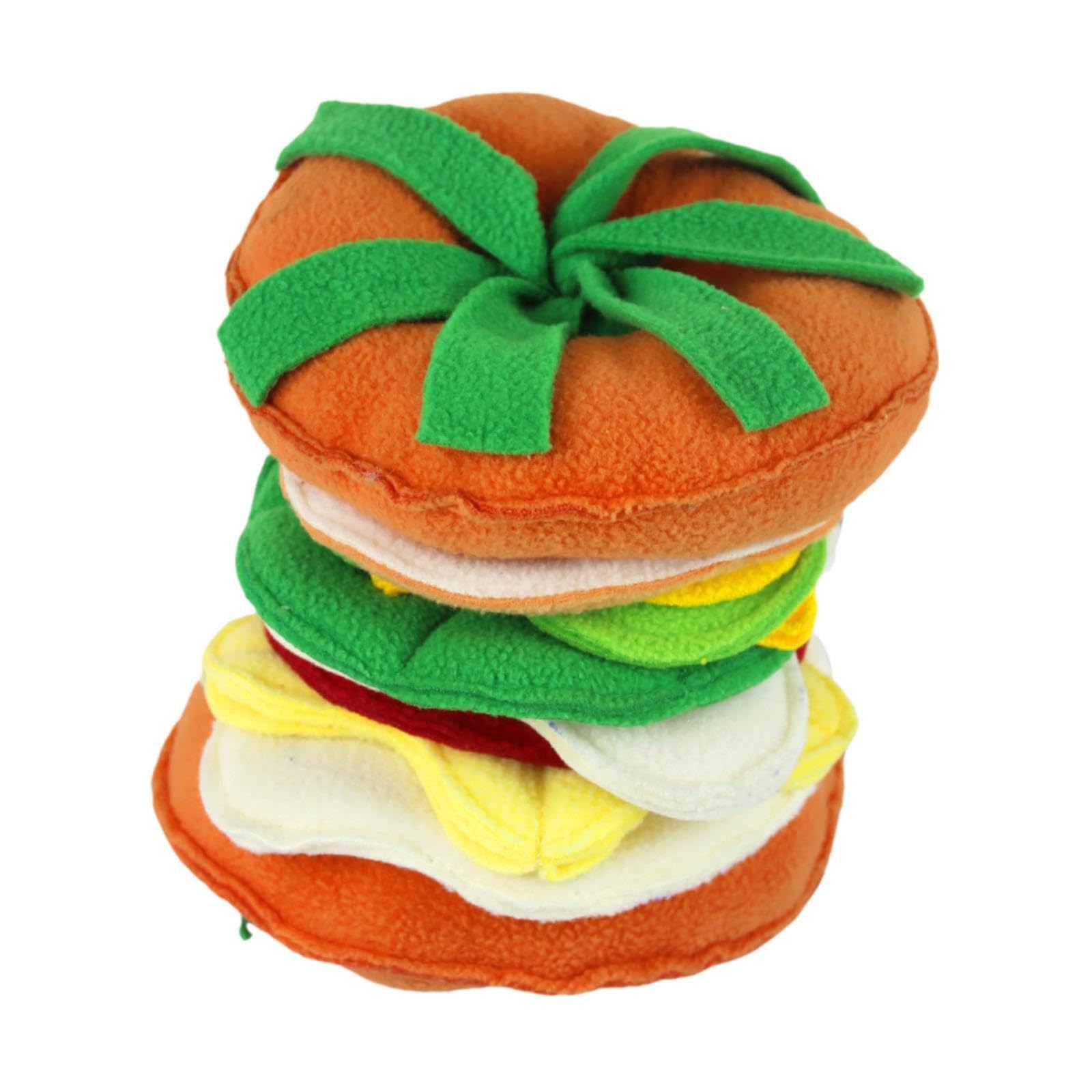 Colcolo Dog Snuffle Hamburger Puzzle-Spielzeug, tragbare Bereicherung, interaktives quietschendes Hundespielzeug für kleine Tiere, kleine, mittelgroße und