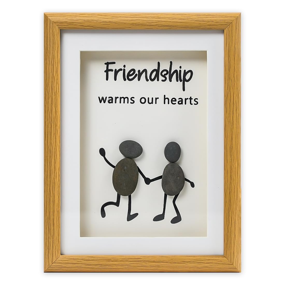 LitepediaPebble Art Framed With LED Light Friendship,Stone Decor Artwork for Home,Desk,Bedroom,Pebble Framed Art Gifts for Friends on Friendship Day,Birthday,Christmas,Graduation