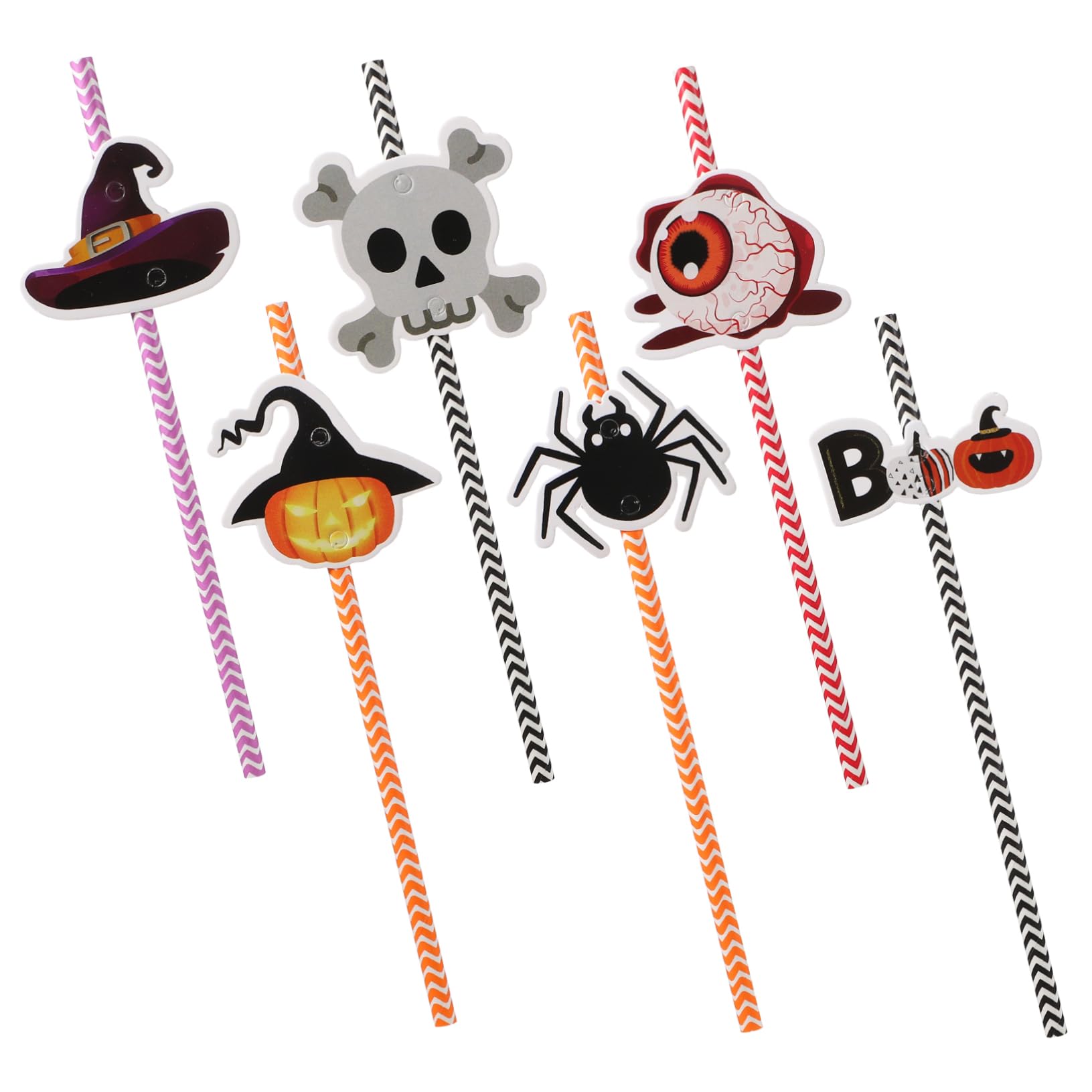 POPETPOP 6confezioni Cannucce di Carta di Halloween Stampa Colorata Righe Decorazioni per Feste e Uso in Famiglia Realizzate Materiali di Carta Sicuri da Usare