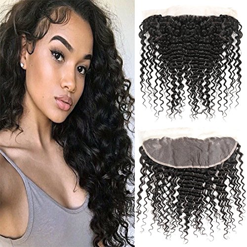 Dai Weier Lace Frontal Deep Wave Cheveux Boucle Swiss Lace avec Baby Hair Pre Plucked Frontale Closure Bouclée Top Closure pas Cher 16 pouces Frontal
