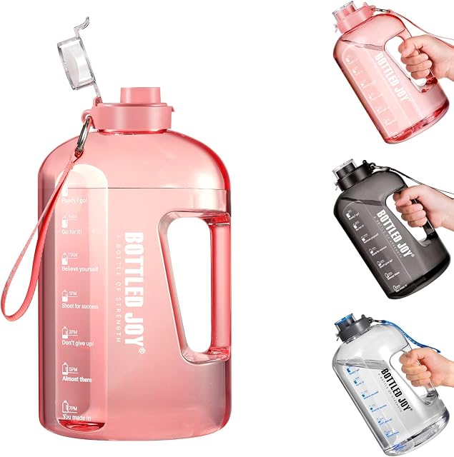 JIMACRO Water Bottle, 2.5 Litre Sports Water Bottle with Time Markings and Reusable, Leakproof Water Bottle BPA-Free, Flip Top for Sports, Cycling, Camping