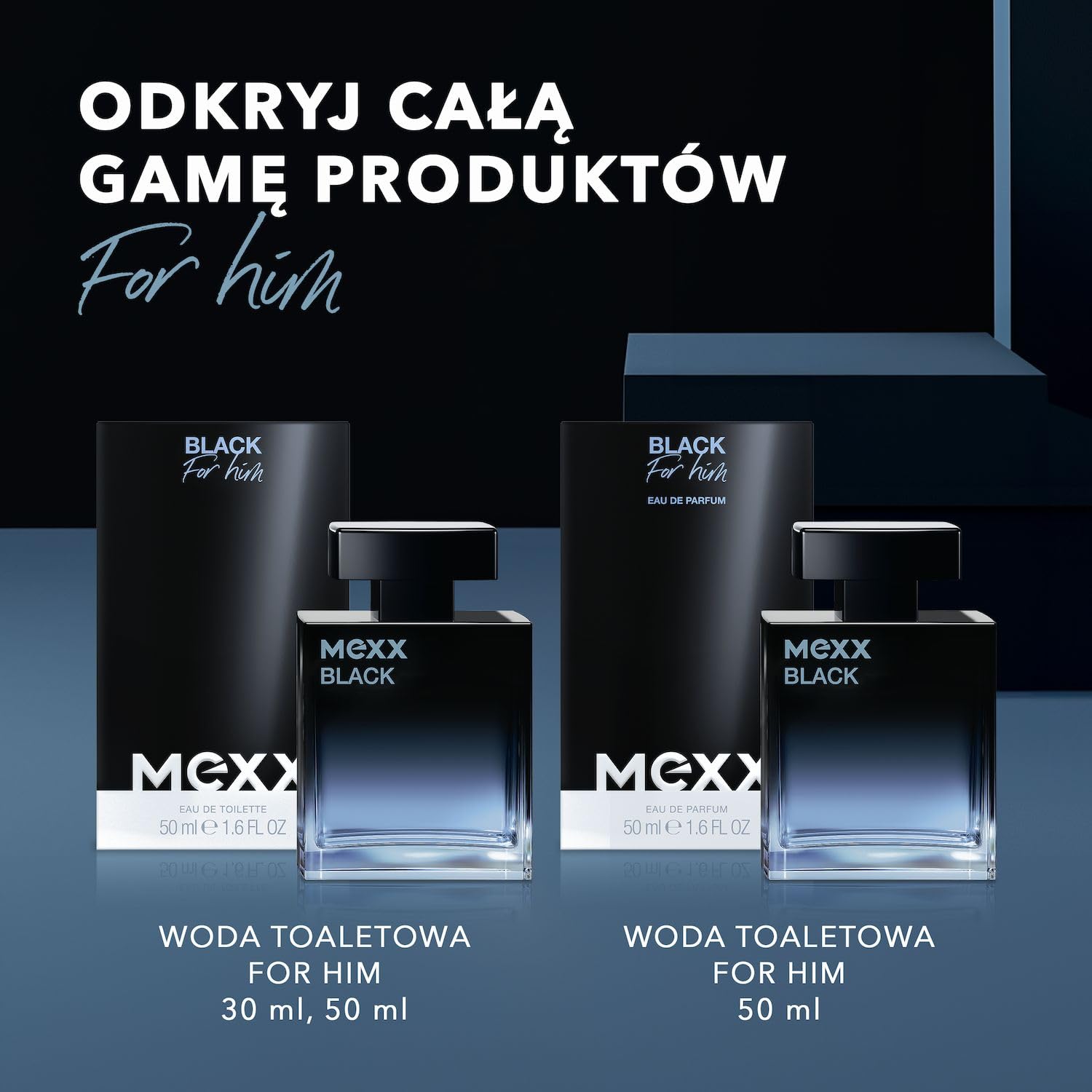 Mexx Black Woda Perfumowana dla Mężczyzn, o Drzewnych i Morskich Nutach Zapachowych, 50 ml