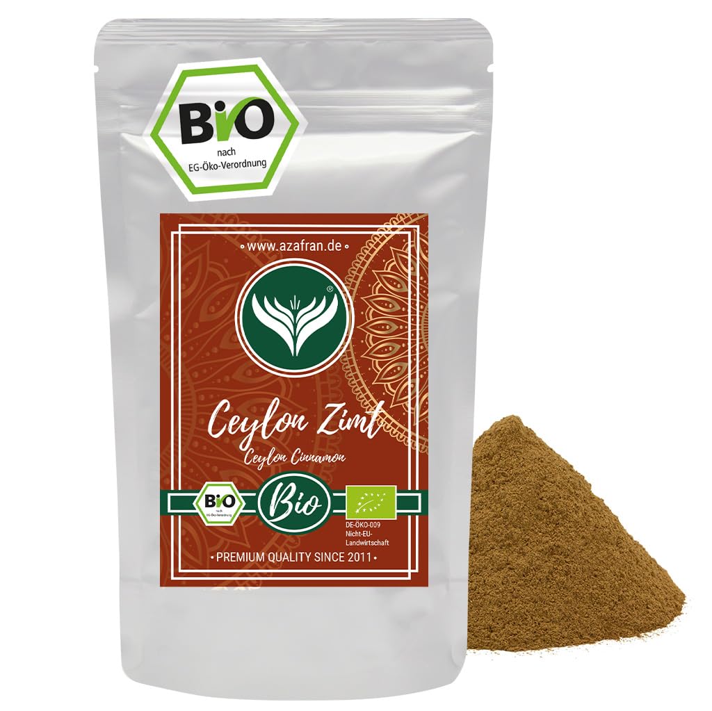 Azafran BIO Ceylon Zimt gemahlen, Zimtpulver mit geringem Cumarin, original aus Sri Lanka 250g