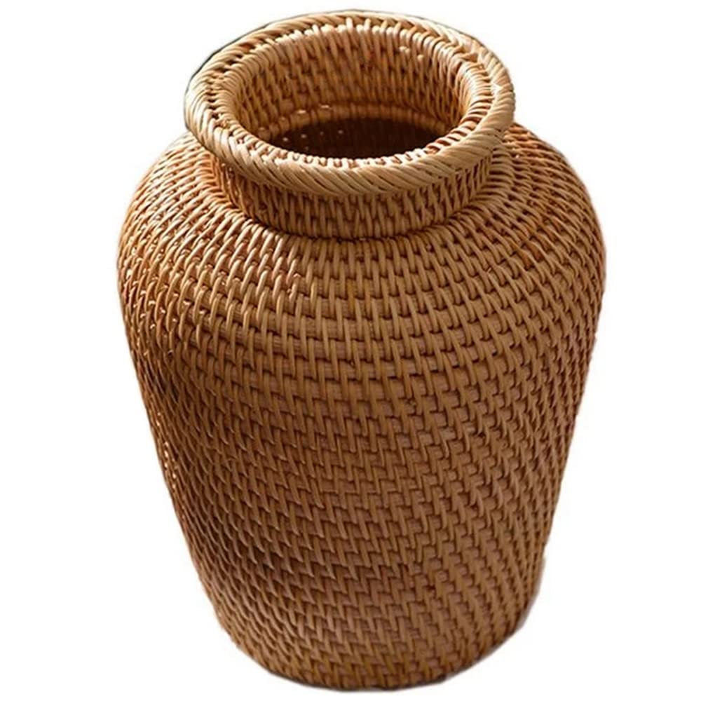 CTRLZS Wicker Basket Rattan Hanging Flowerpot Flowerpot Flower Basket Storage Basket Wicker Vase Rustic Woven Flower Basket Pot