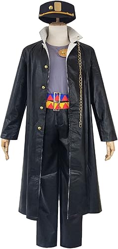 Miniatura 3 de Weixu Disfraz de cosplay negro de piel sintética larga traje con sombrero para hombres mujeres Halloween