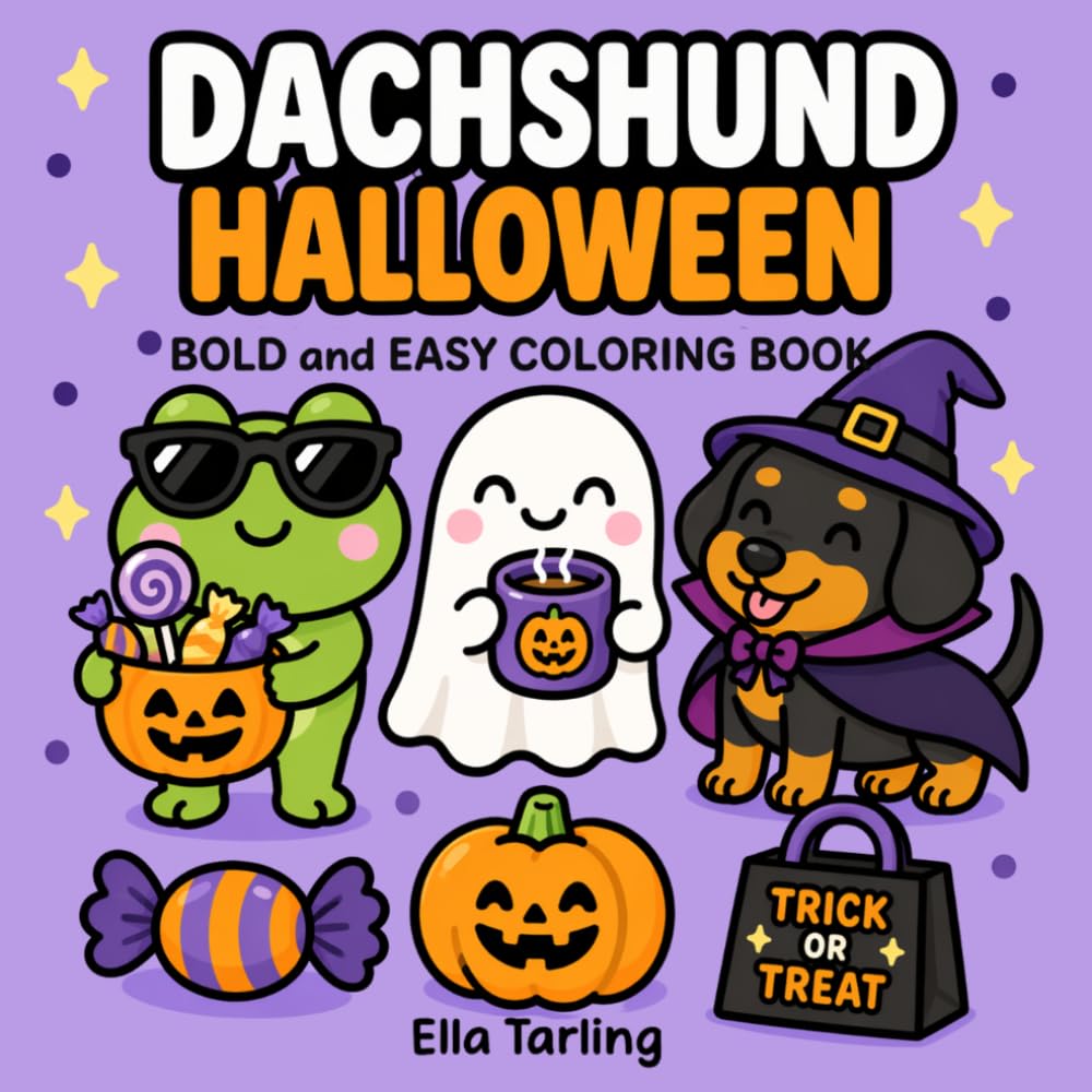 Dachshund Halloween Coloring Book: Bold and Easy Designs for Kids & Adults | Cute Spooky Sausage Dogs, Pumpkins, Costumes & Trick-or-Treat Fun (Dachshund Days Coloring Series)