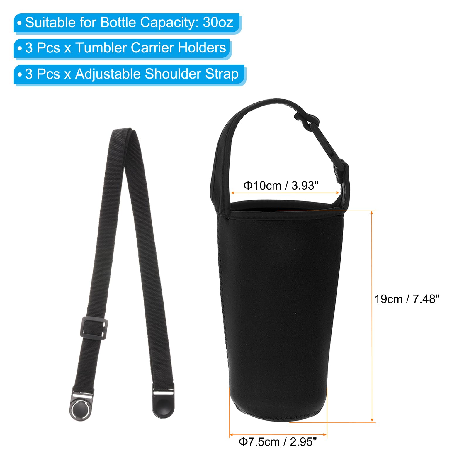 PATIKIL 30oz Tumbler Carrier Holders with Shoulder Strap - Image 2