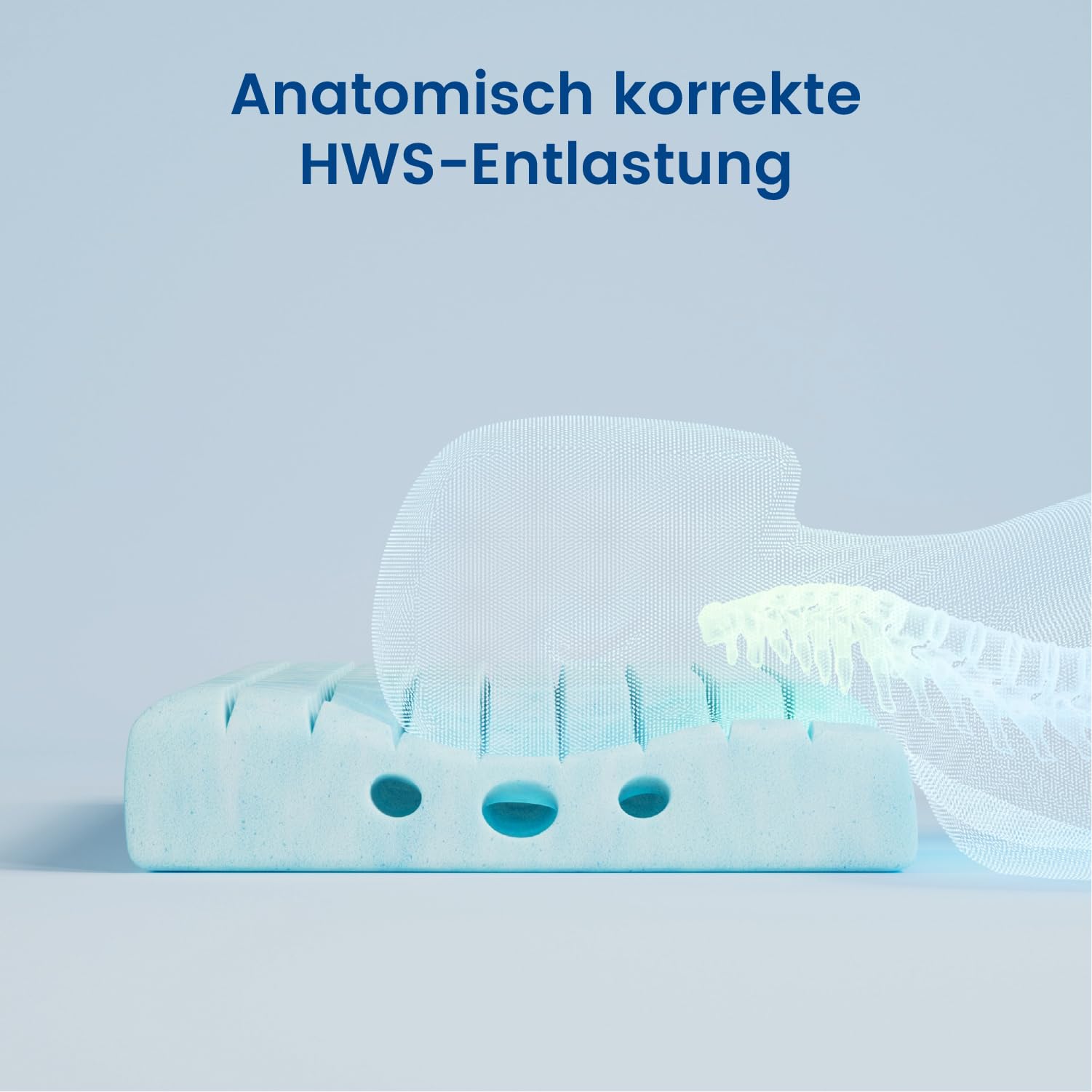 Newentor® Ergonomisches Kissen Höhe variabel Nackenkissen Kopfkissen Weiß | Patentierter Ergonomie-Rasterschnitt Modular konfiguriert, perfekt gestützt