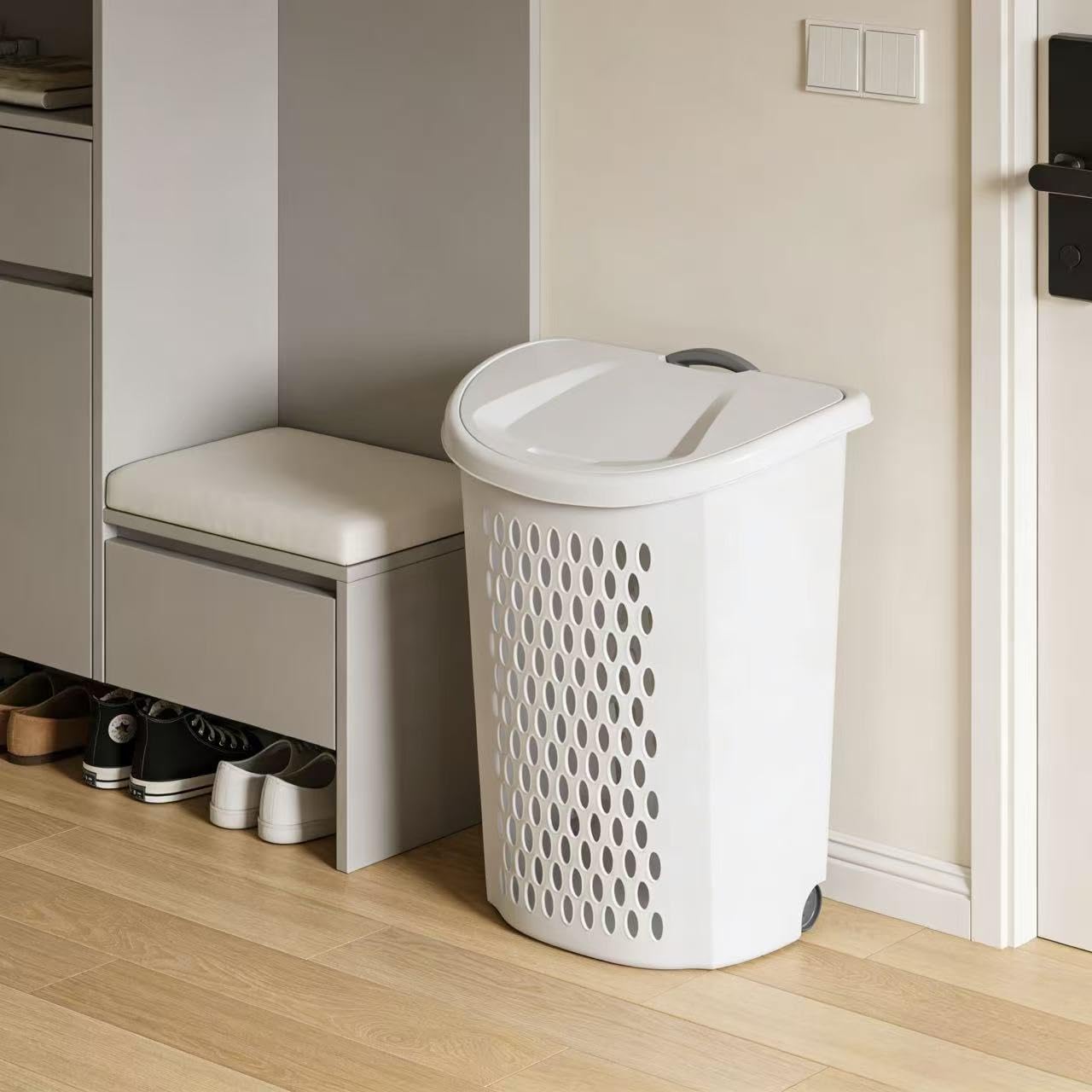 Wheeled Hamper Adult, White