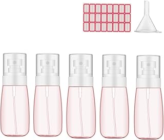 KOHUIJOO Small Spray Bottle Travel 2OZ /60ML Travel Size Bottles 5PCS Mini Plastic Containers for Hairspray Cosmetic Perfume, Refillable (Pink)