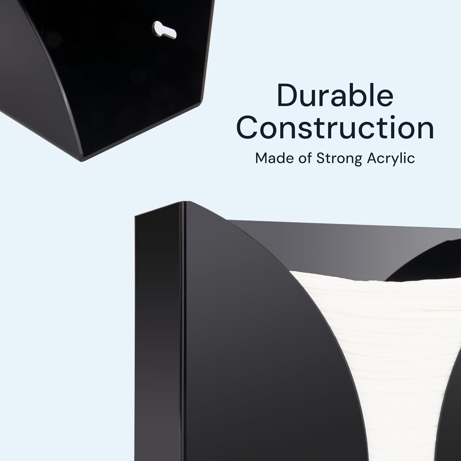 Black Paper Towel Holder Countertop Dispenser - Acrylic Rectangular Hand Towel Tray & Tissue Box Cover - Bathroom Accessories, C-Fold, Z-Fold & Multifold Napkin Organizer & Storage - Image 6