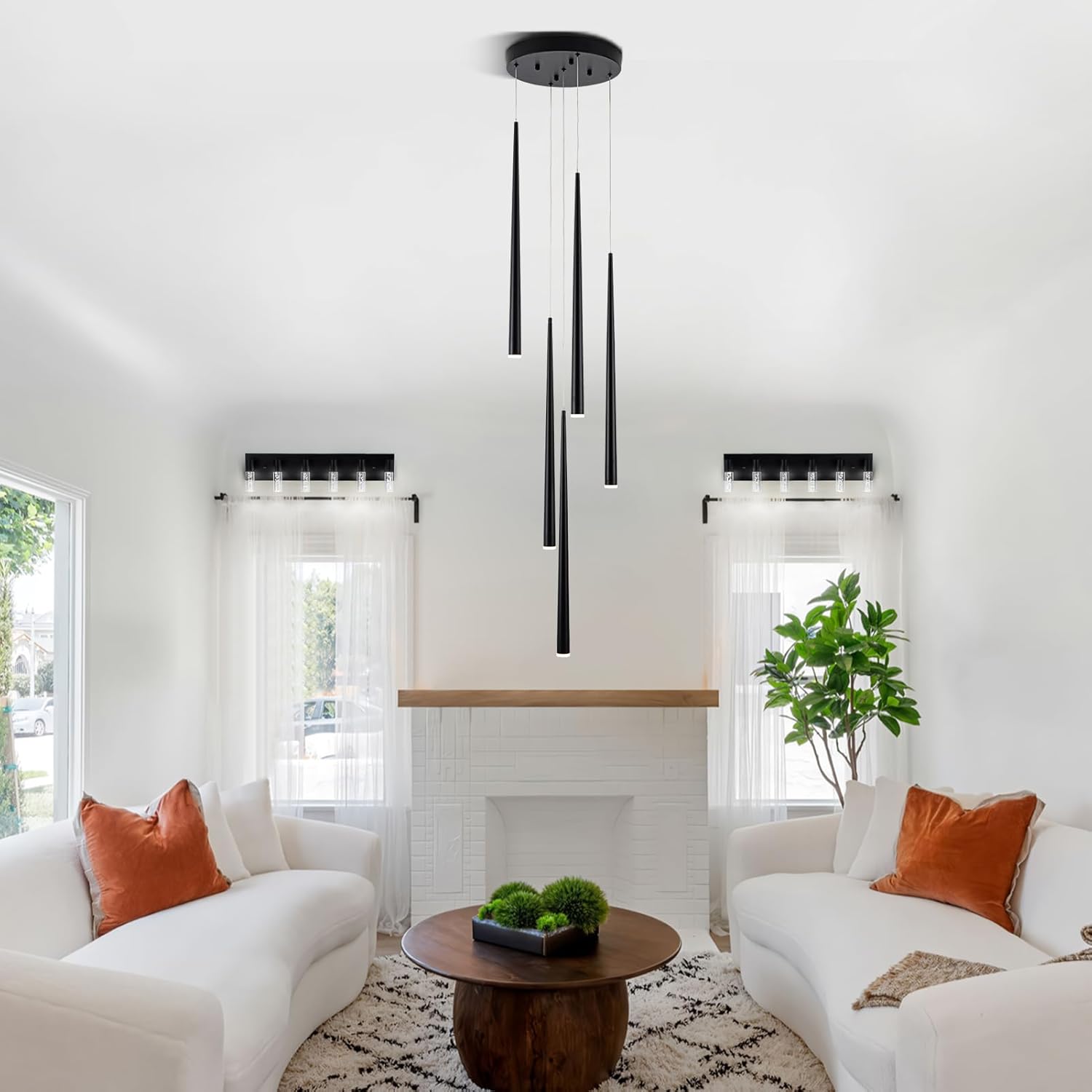 6-Light LED Vanity Light Fixture in Black - Modern Bathroom Lighting, Over Mirror Illumination | Multicolor Temperature 3000K/4000K/6000K | Stylish Bathroom Decor & Energy-Saving 30W Vanity Lighting…