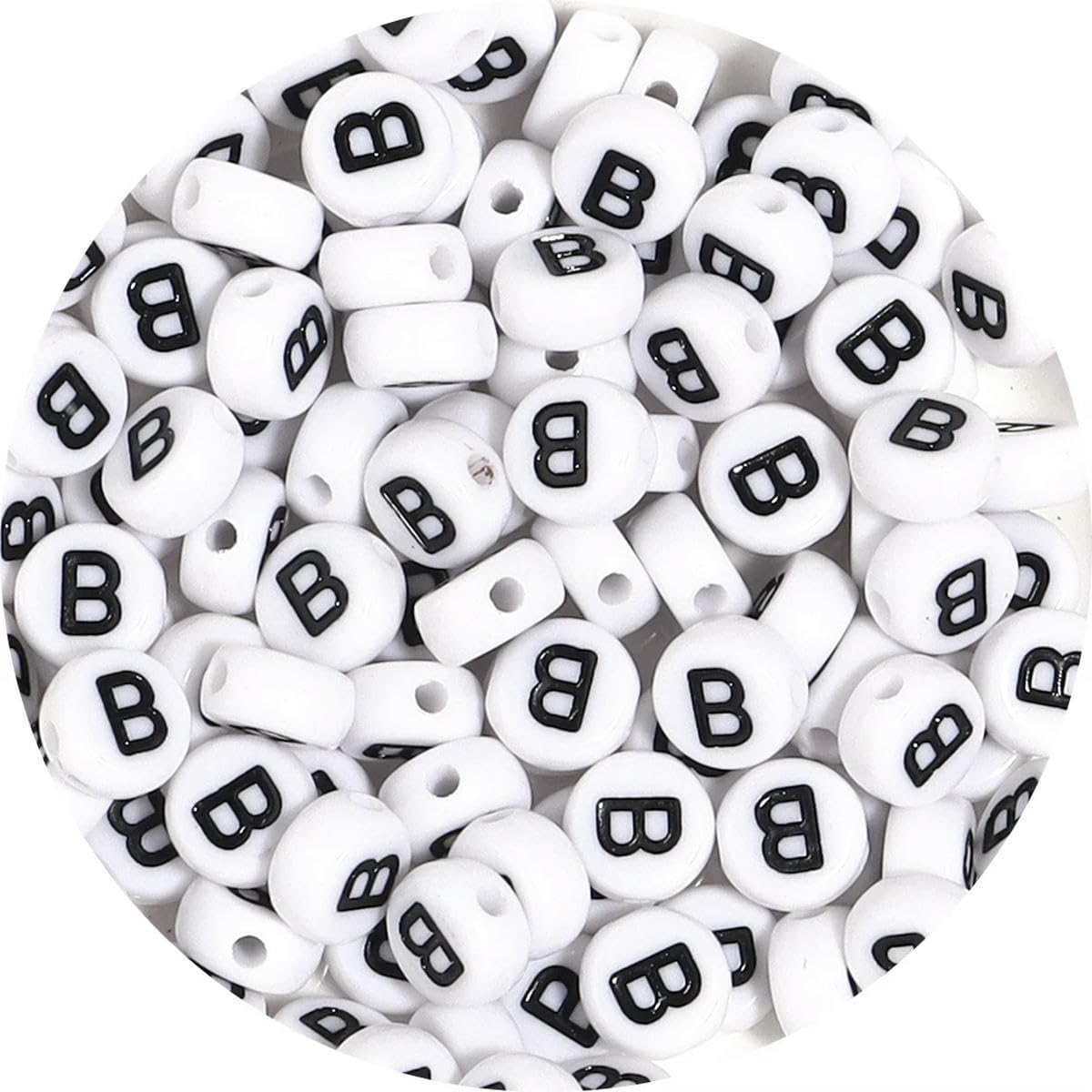 HUIOYG 100pcs/Lot Alphabet Beads Flat Round Letter Acrylic for Jewelry Making