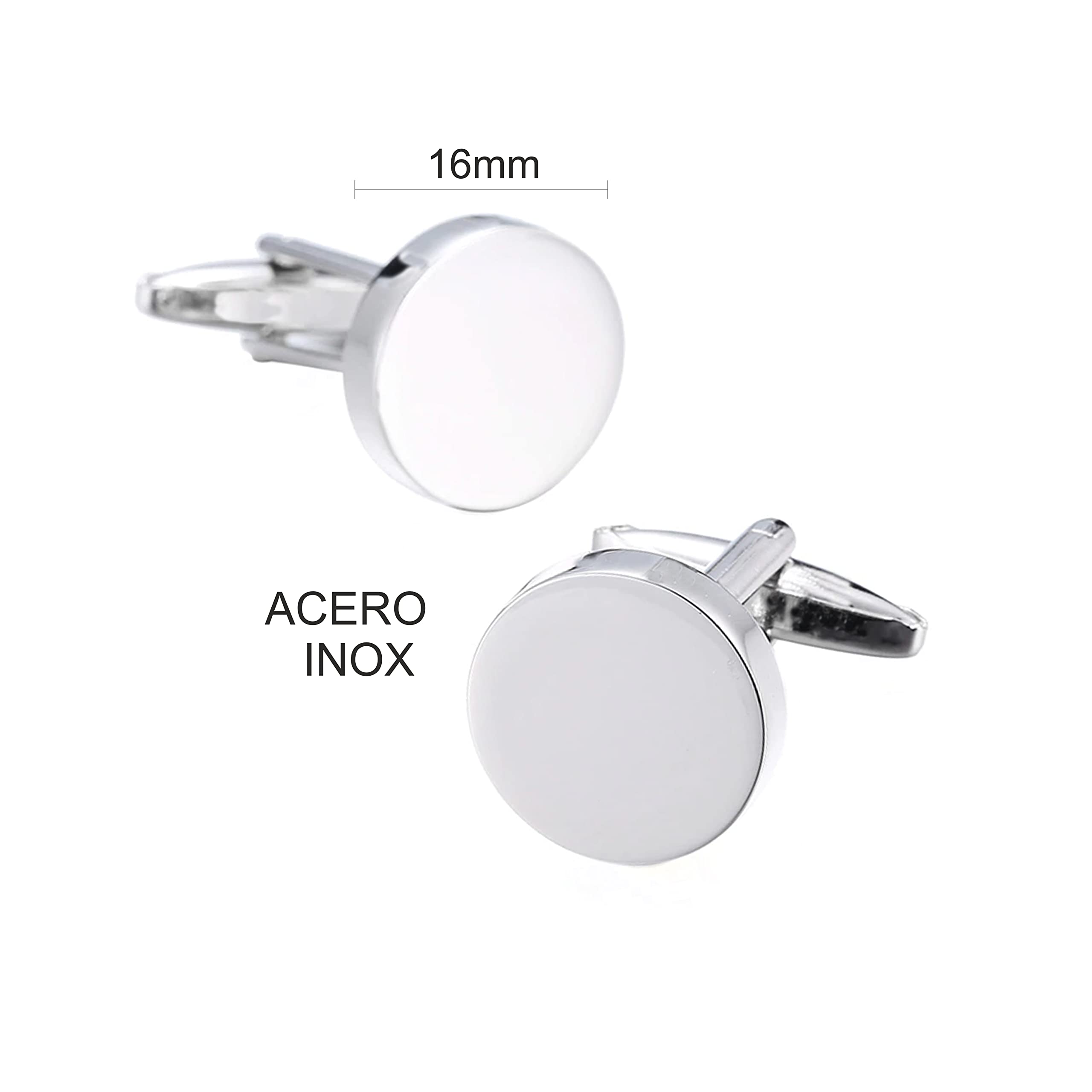 Gemelos Personalizados para Bodas - Comuniones - Padrinos. Gemelos Plata 925/1000. Zamak Baño Plata o Acero x (un par) 16mm