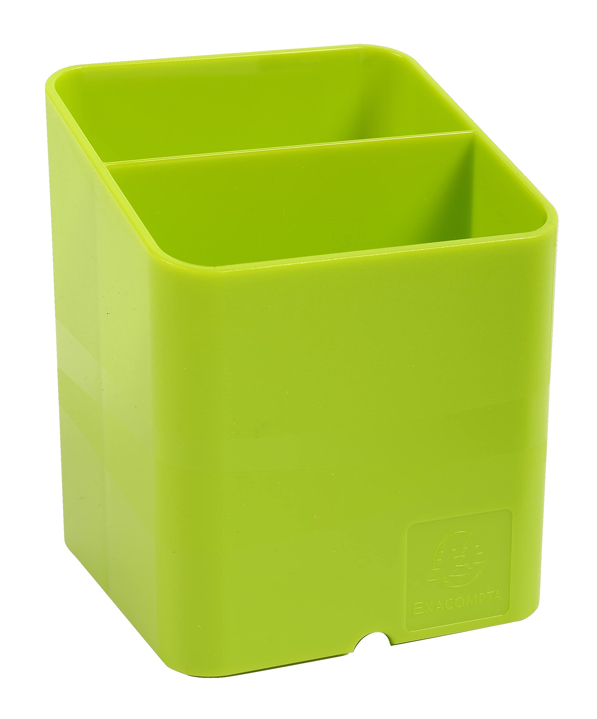 Exacompta - Ref 67725D - Iderama Collection - Pen-Cube Pen Pot - 74 x 74 x 93mm in Size, Space-Saving Design, 2 Sections for Desk Organisation - Lime Green