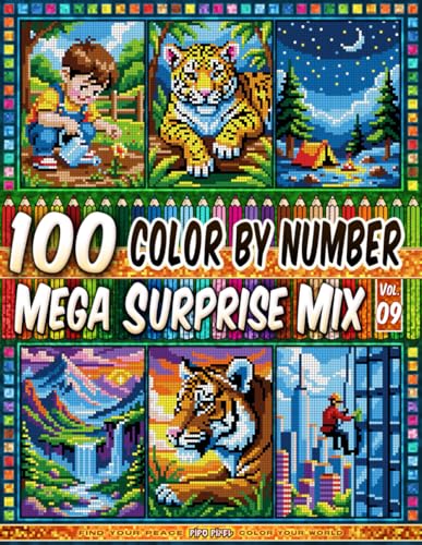 100 Color by Number - Mega Surprise Mix - Vol. 09: 100 Designs in Pixel Art - Relaxing And Enjoyable Coloring Experience image 2