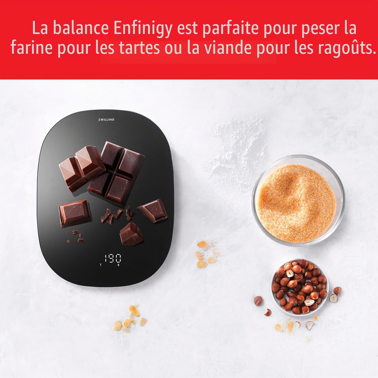Zwilling Enfinigy Balance de cuisine numérique Poids maximum 10 kg Précision 0,1 g Noir