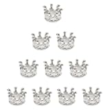 EXCEART 50Pcs King Crown Charm Spacer Bead 3D Mini Alloy Crown Charms DIY Vintage Charms Finding for Crafting Jewelry Making Silver