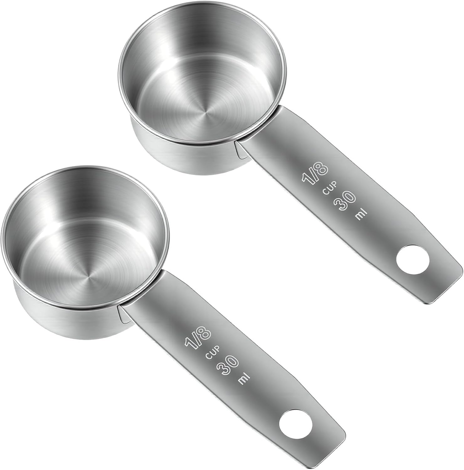 Tyqour 2 PCS 1/8 Cup Measuring Cup 30ml | 1oz Stainless Steel Measuring Cups Durable Metal 1/8 Teaspoon Measuring Spoon Coffee Scoops Coffee Measuring Scoop