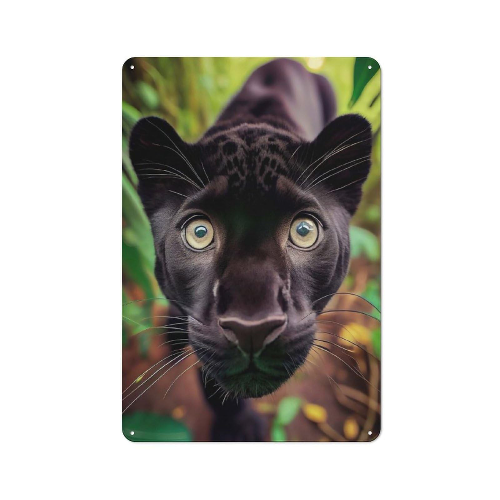 Junmoney Selfie Of A Young Panther Friendly Cafe Metal Sign 30X20cm, Cafe Wall Decor For Tea Room, Shop Wall Or Breakfast Area