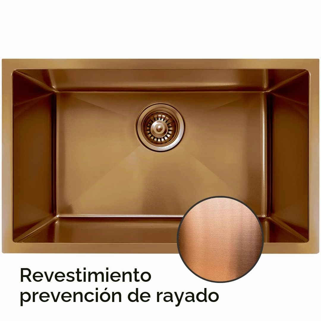 Essebagno Luisa fregadero de una cubeta 76x45 inoxidable cobre