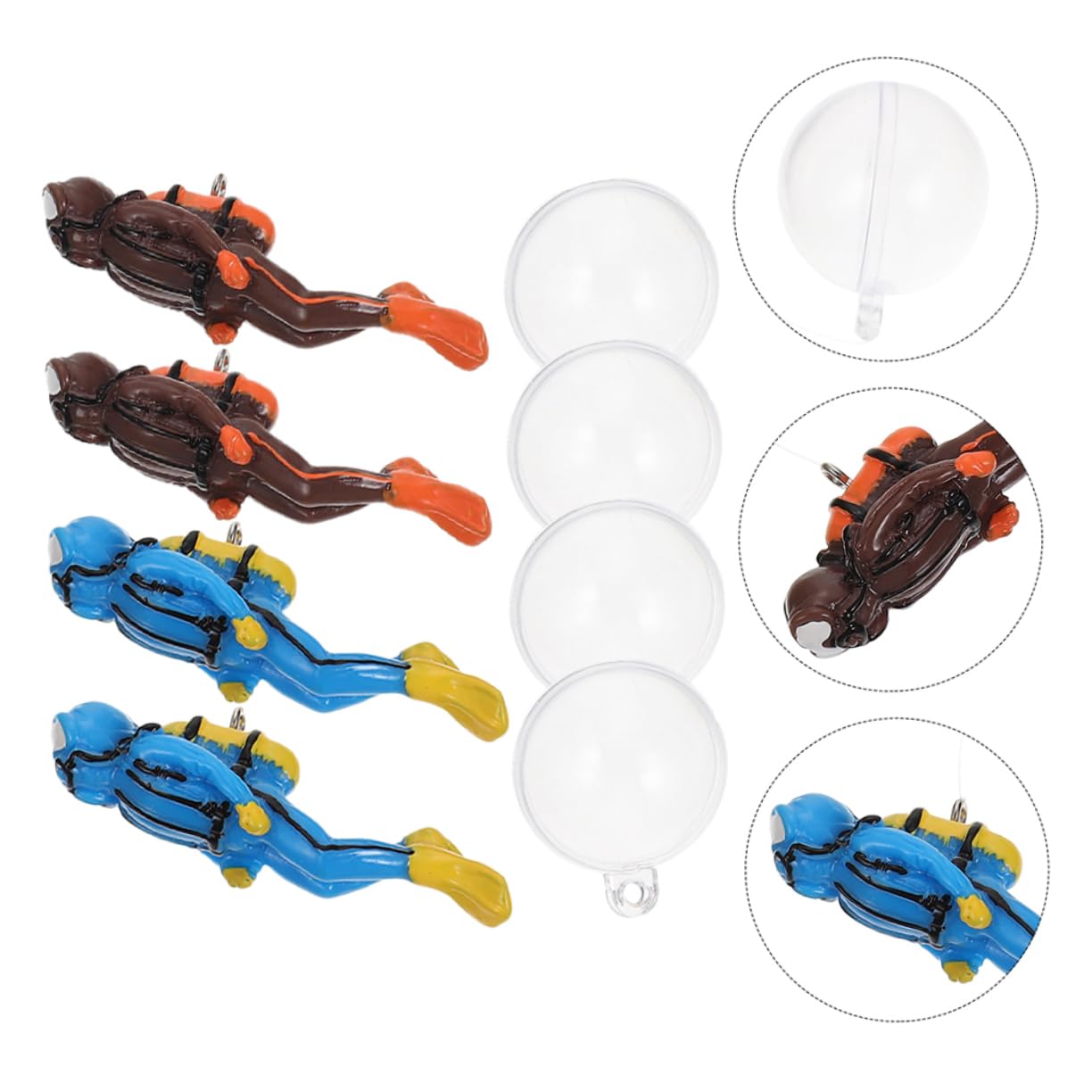 GLEAVI 4 Set Galleggiante Subacqueo Ornamenti Decorativo Decorazioni Figura del Subacqueo del Serbatoio di Pesce Adorabile Decorazione Dell'acquario Resina 4 Pezzi * 4