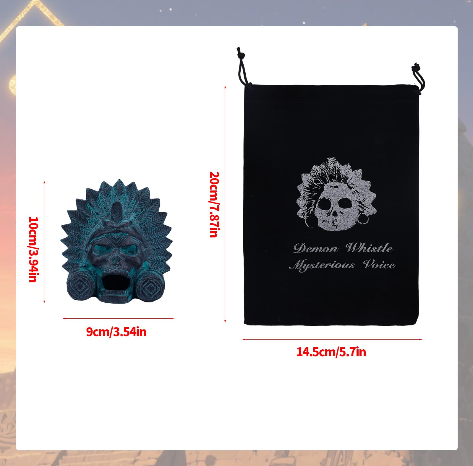 Fischietto Della Morte Azteco, Il Più Forte da 125+ Decibel in Ceramica con Teschio di Demone Fischietto da Guerra Aztecos Autentico Silbato Azteco per Scherzi di Halloween Festival Messicano