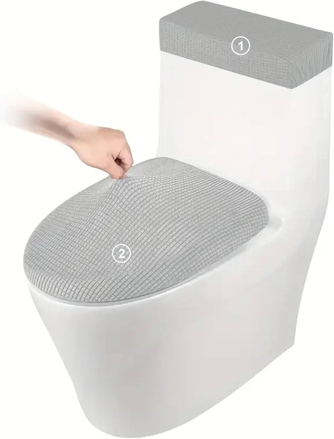 Universal Toilet Cover, 6pcs-3sets Jacquard Toilet Seat Protector Cover Stretch Anti-Dirty Lid Tank Covers Cushion Mats Hotel Bathroom for Decor Accessories(Gray)