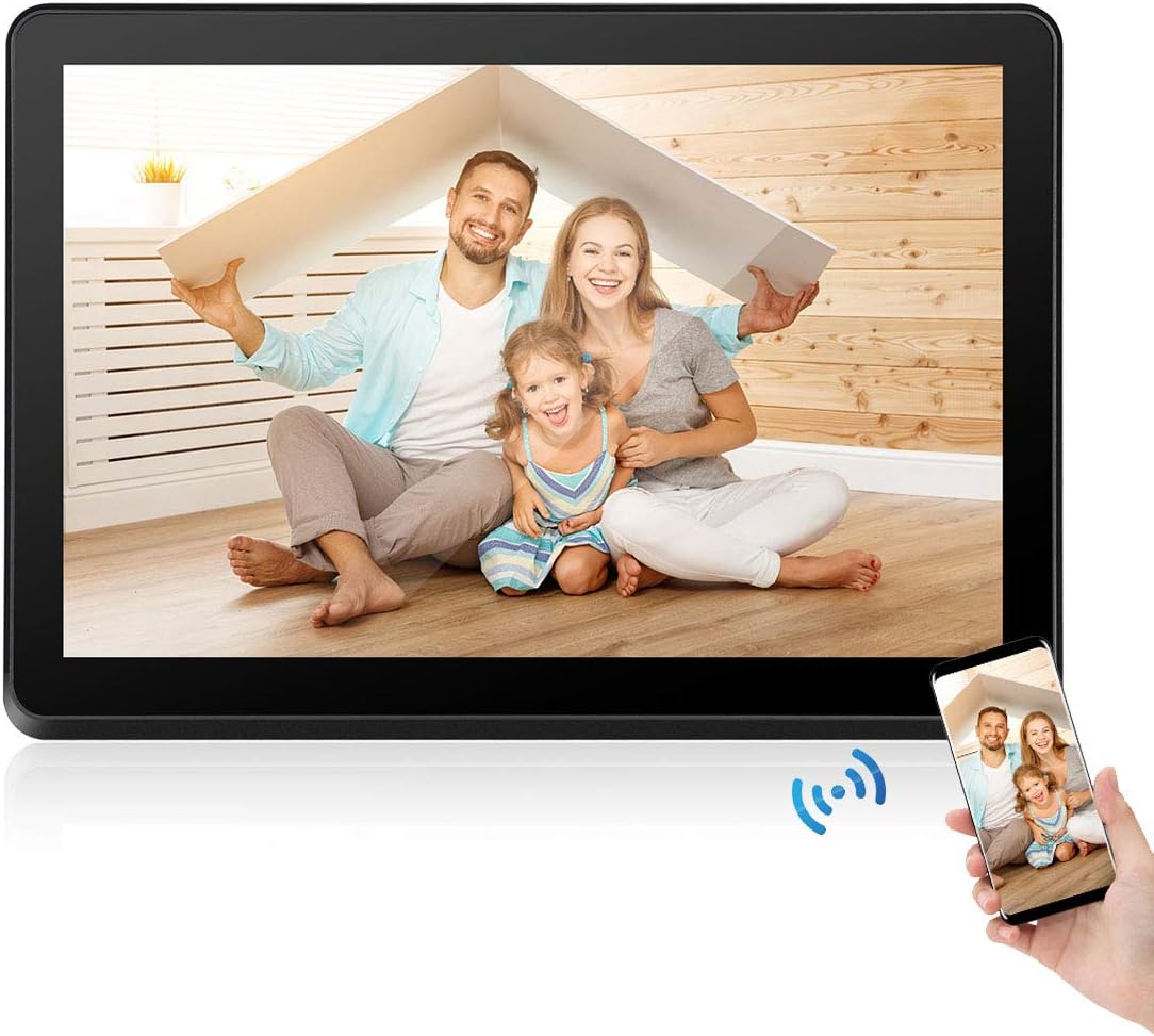 Amazon ブラックwifiデジタルフォトフレーム 1280 800高解像度タッチスクリーンips視野角 8gb内部ストレージ 1080p写真 動画 音楽再生家族 友人 彼女 彼氏などへのプレゼント装飾用 どこでもいつでも アプリで喜びを分かち合おう 日本語説明書