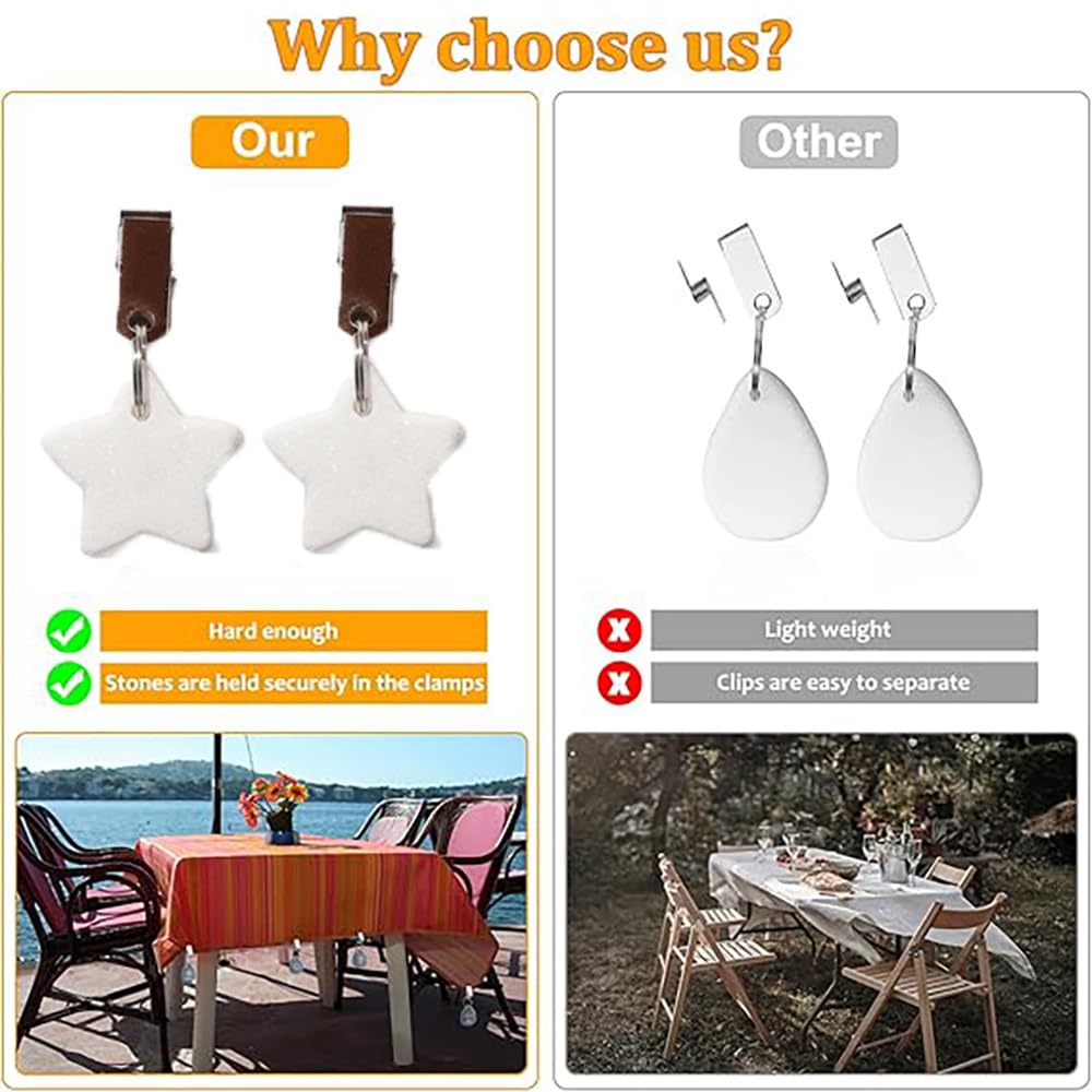 Set di 24 fermatovaglia, in pietra naturale, per esterni, per famiglia, feste, campeggio, matrimonio, giardino, picnic (Mixed5#)
