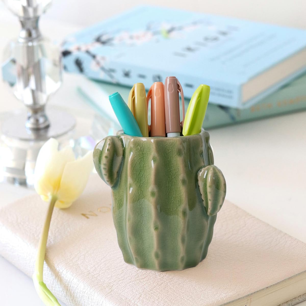 Cute Cactus Pencil Holder - Western Desk Decor -5