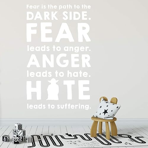 Miniatura 4 de Yoda Fear, Anger, Hate, Suffering, Dark Side Quote Vinyl Wall Decal for Child or Adult Bedroom | Star Wars Master Jedi Sticker Bedroom Decor |