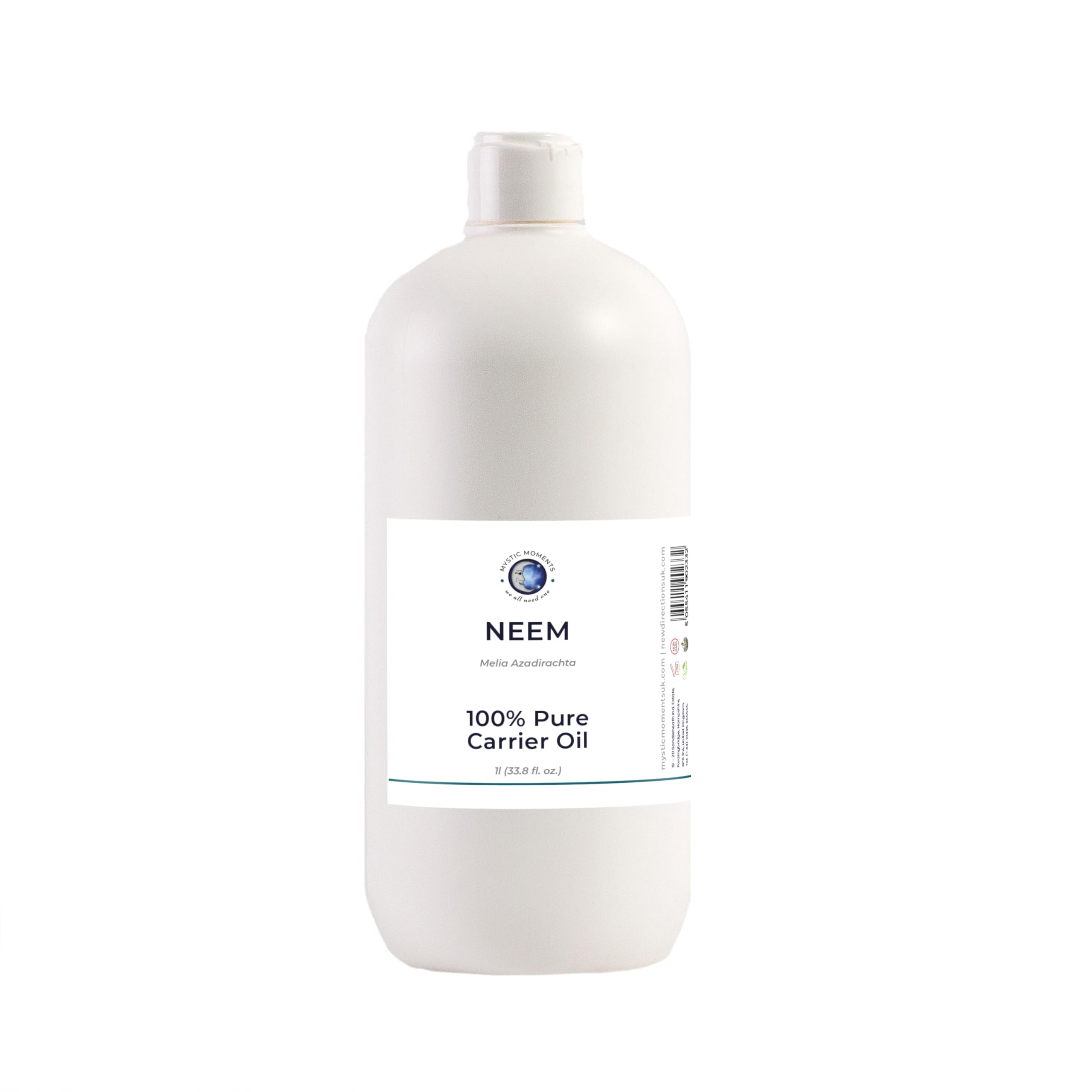 Mystic Moments| Neem Carrier Oil 1 Litre | Azadirachta indica | Nourishing Botanical Treatment for Skin & Hair Care | Natural Carrier for Massage, Aromatherapy & Cosmetic Formulations