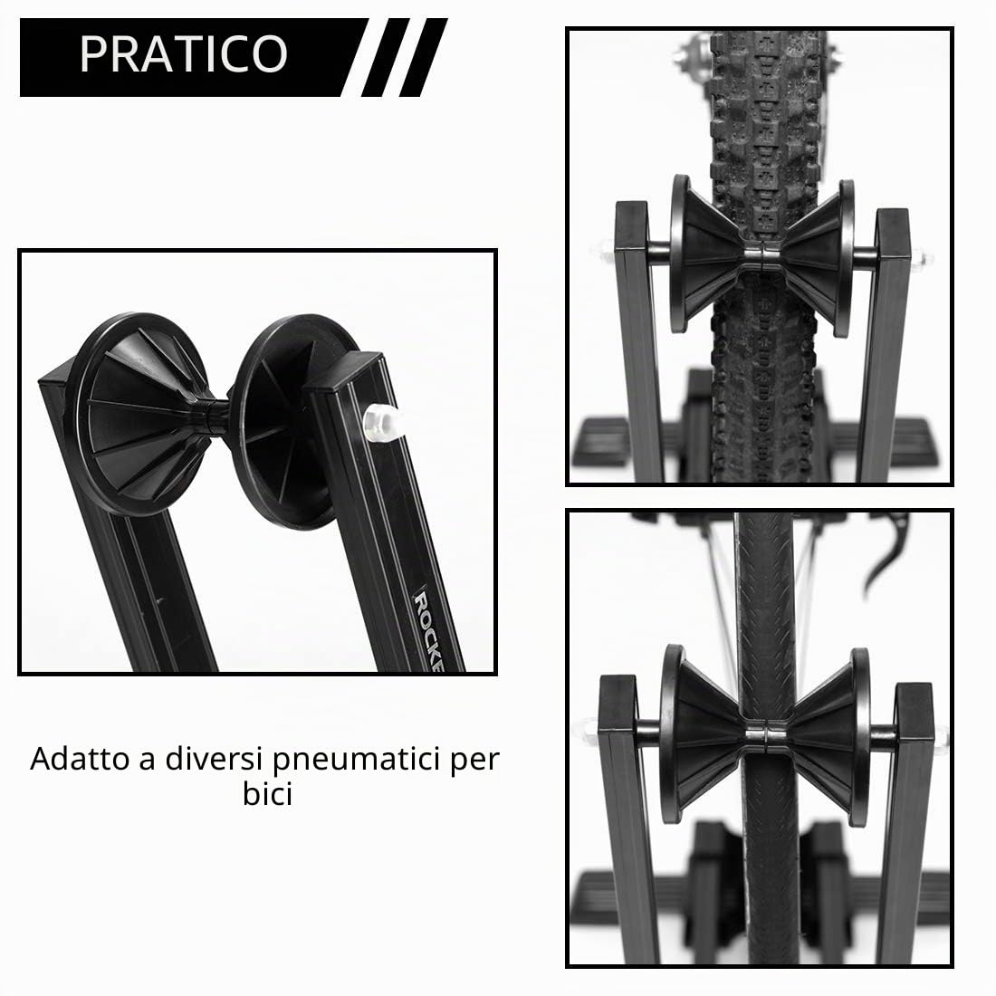 ROCKBROS Parcheggio Bici Supporto per Ruota Cavalletto Interno Pieghevole per Bicicletta in Alluminio per MTB 24/26/27.5/29 Bici da Corsa 700C
