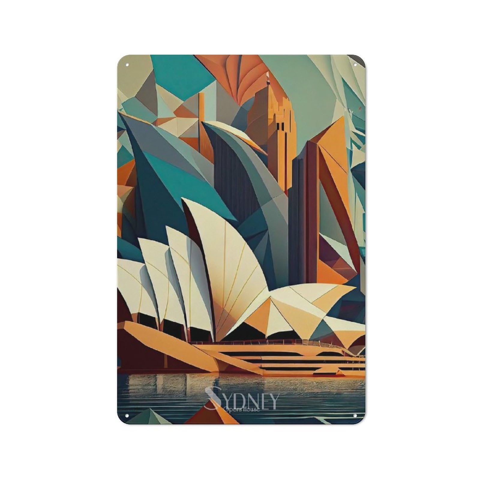 Junmoney Sydney Opera House 3 Decorative Tin Sign With Design 30X20cm, Classic Old Style Wall Plaque For Living Room, Hallway, Kitchen Or Cafe