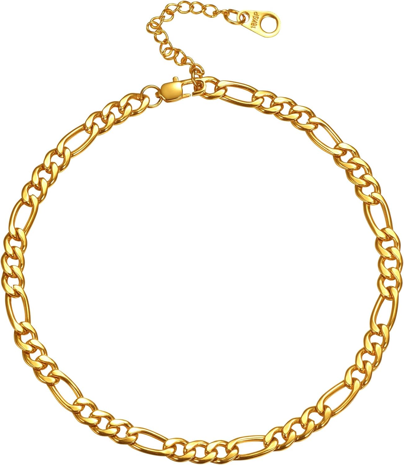 U7 Women Girls Barefoot Jewelry 18K Gold or Rose Gold Stainless Steel Heart/Rope/Figaro/Cuban Chain Anklet Foot Bracelet, 25-30 CM Long Recycled Claim Standard Blended