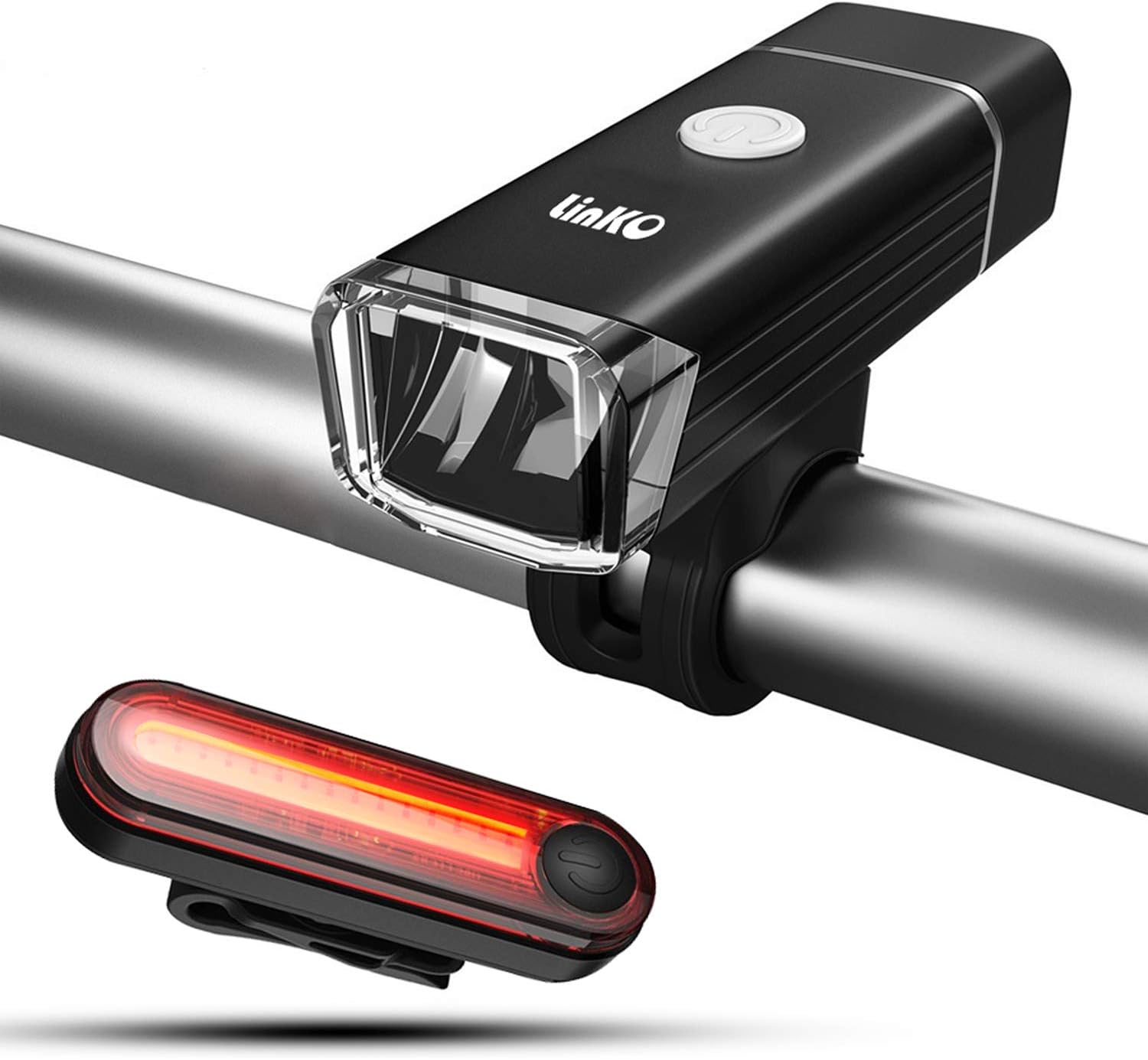 Linko Bike Lights, USB Rechargeable Bike Lights Set with IP65 Waterproof Bicycle Lights Set with Built-in Rechargeable 1200mAh Lithium Polymer Battery for Night Drivers,Cycling and Camping