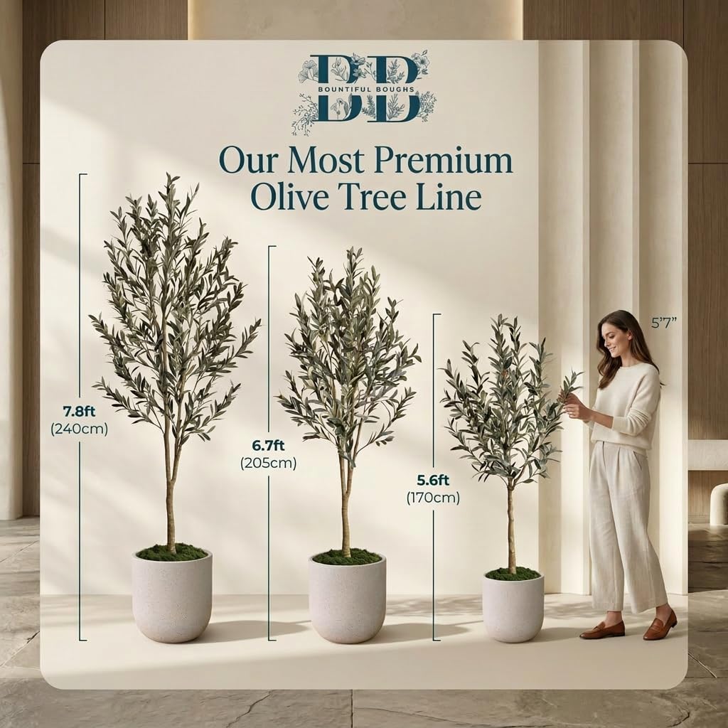 6ft Artificial Matte Olive Tree with 15" Tall Planter & Wireless LED