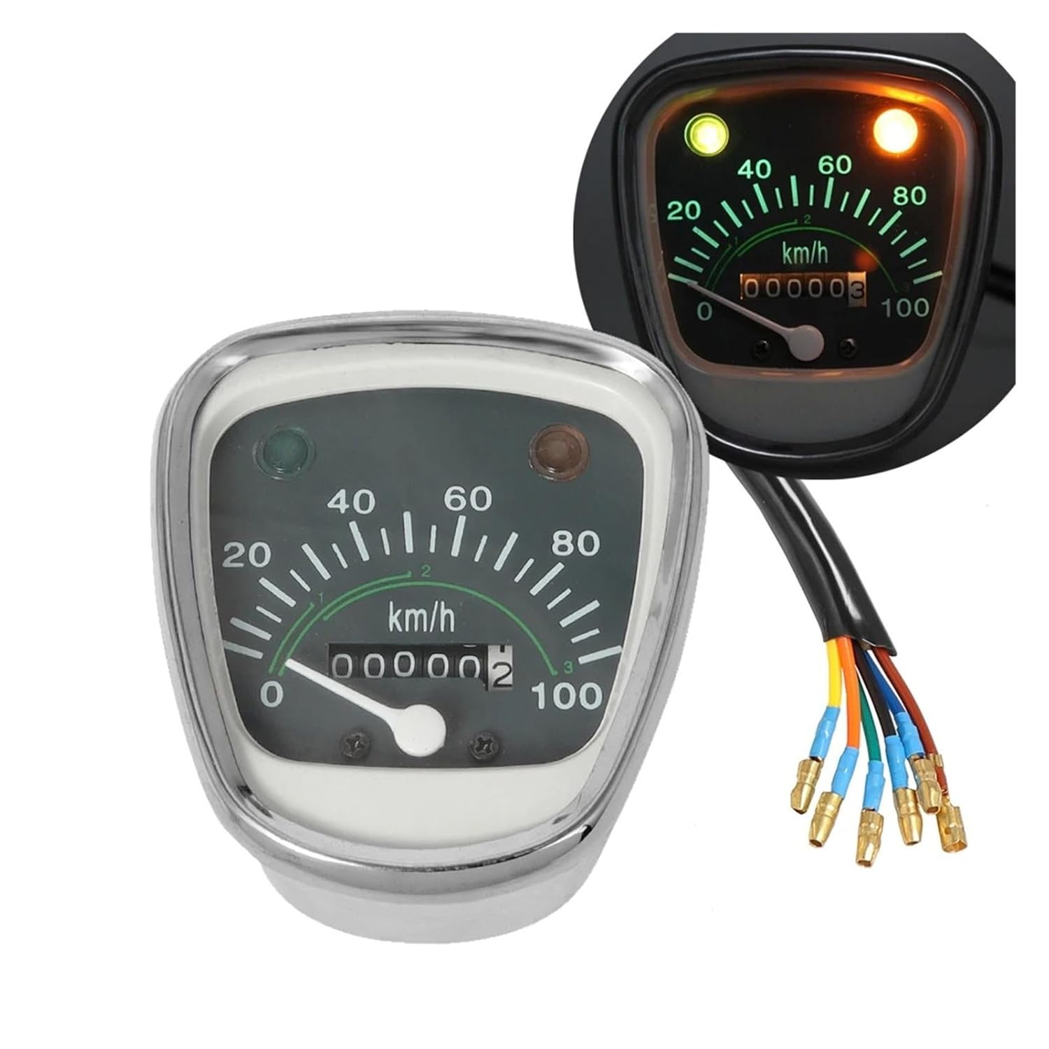 Motorcycle Speedometer Tachometer 1PC Motorcycle 100 KM/H Speedometer Gauge Odometer Indicator Light Instrument for HO&ND&A Passport C50 C70 C90