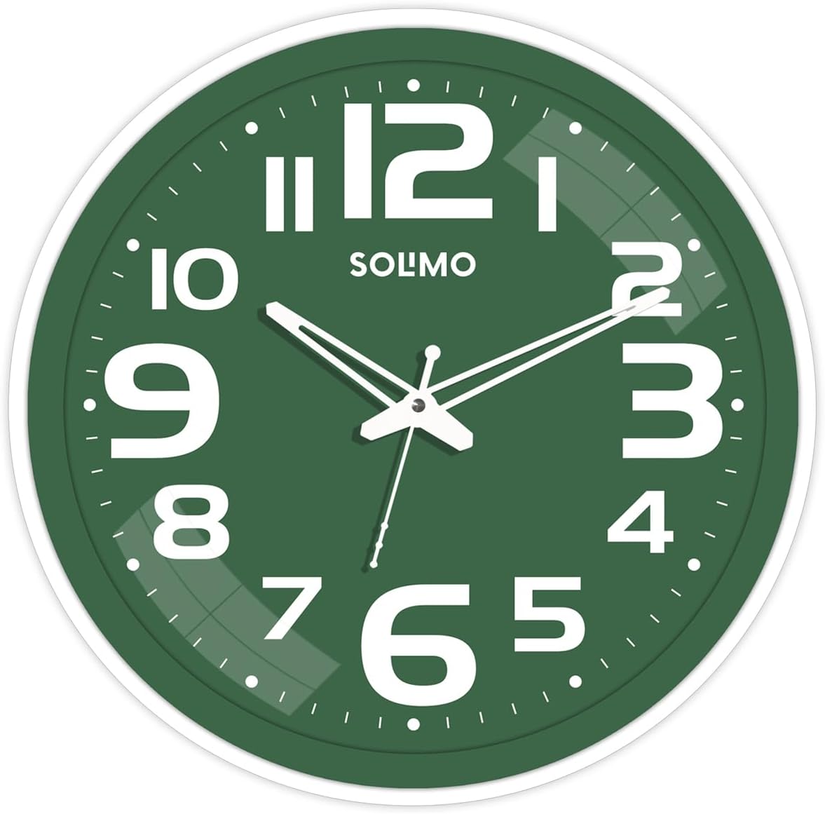 Amazon Brand - Solimo 12-Inch Dual Color Frame Silent Movement Plastic Wall Clock - Green & White, Analog