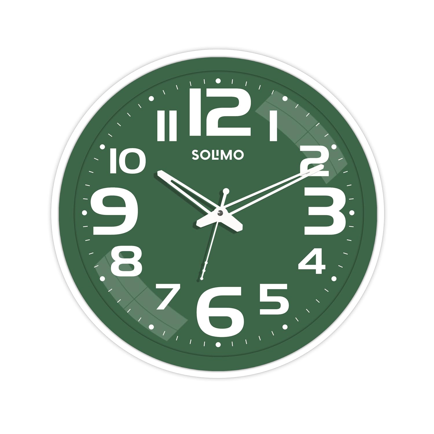 Amazon Brand - Solimo 12-inch Dual Color Frame Silent Movement Plastic Wall Clock - Green & White