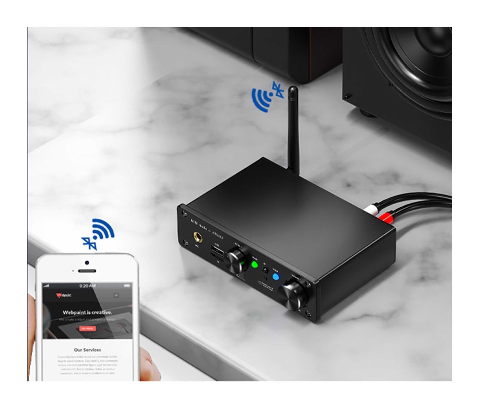 Przełącznik wideo, Nadajnik Odbiornik Komputer TV Przełącznik audio Adapter słuchawkowy muzyczny o niskim opóźnieniu Przedwzmacniacz mikrofonowy dla biur domowych, centrów danych(1)