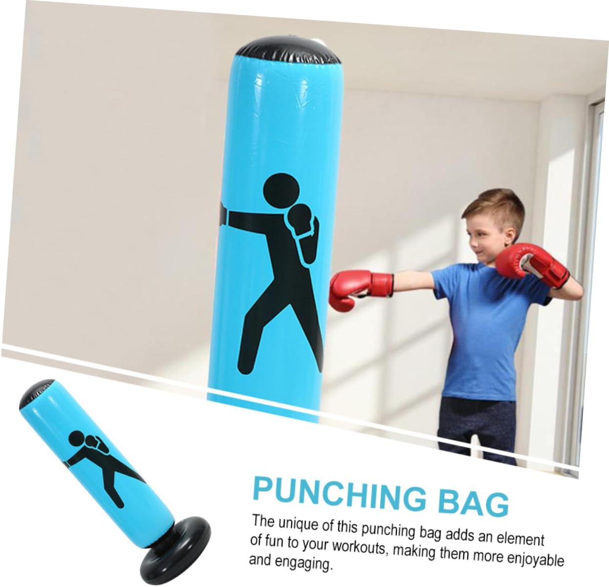 Inflatable Boxing Bag Tumbler Standing Punching Bag Thickened Fitness Punching Column for Adults for Home Gym