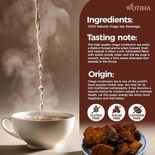 Miniatura 2 de Té chaga natural 3.53 oz. Ingredientes 100% naturales Champiñón Chaga Té de hierbas. Sin aditivos  Sin cafeína  Sin azúcar  Vegano