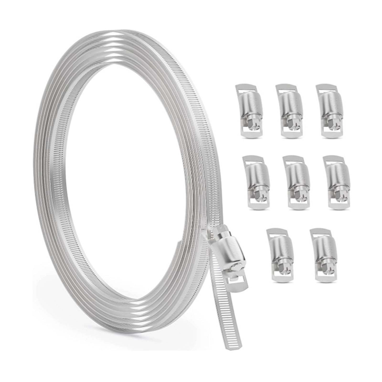 Pipe clamp 10FT Stainless Steel Hose Clamp Assortment Kit, Worm Gear Band Pipe for Duct, Tube and Fuel Line