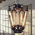 LUOLAX Industrial Steampunk Style Chandelier Vintage Pendant Light Loft Ceiling Fixture for Country Hotel Restaurant Bar Creative Ceiling Lamp (8 Heads)