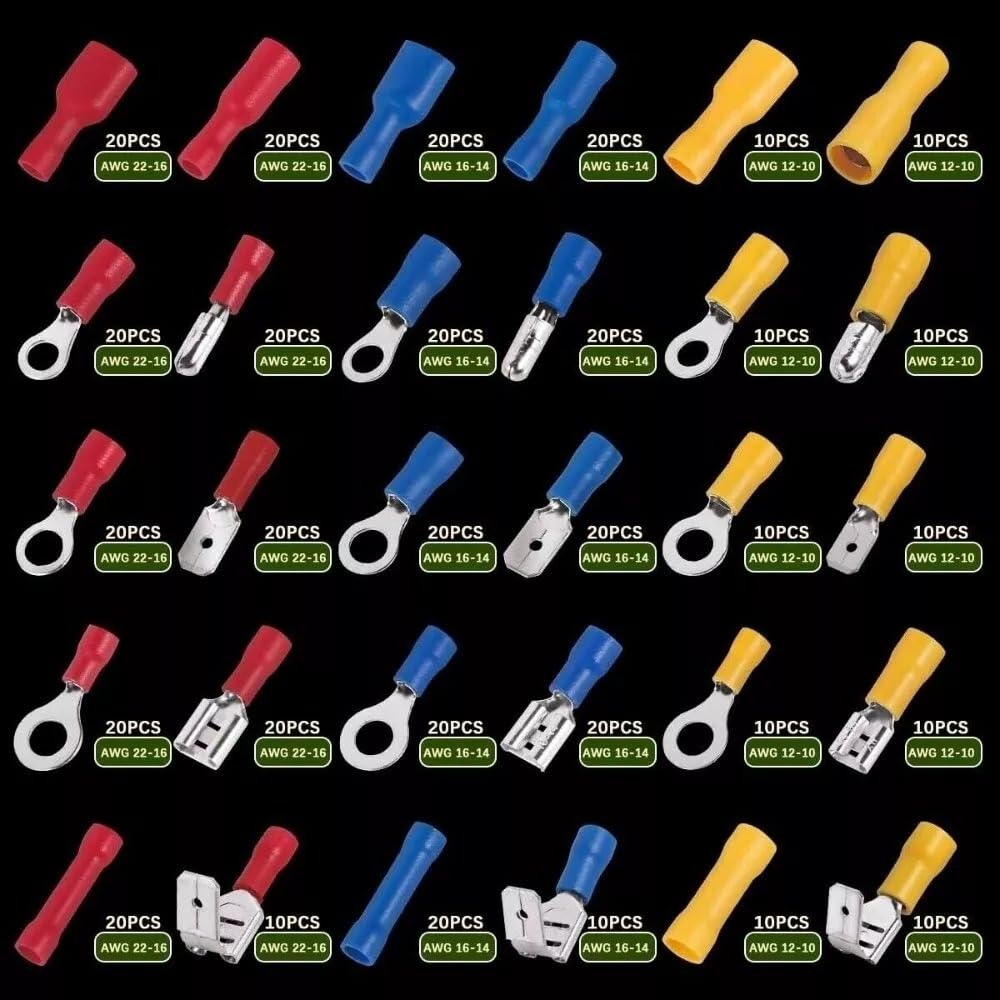 480 Pcs of Electrical Wire Connector Assorted Insulated Crimp Terminal Spade Set Kit
